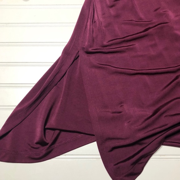 Wine Halter Semi Formal Cocktail Slip Dress - Picture 6 of 8